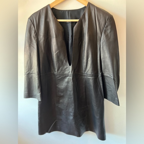 Blacky Dress Berlin Leather V-Neck Long Sleeve Dress 12 GB/10US - Picture 4 of 10